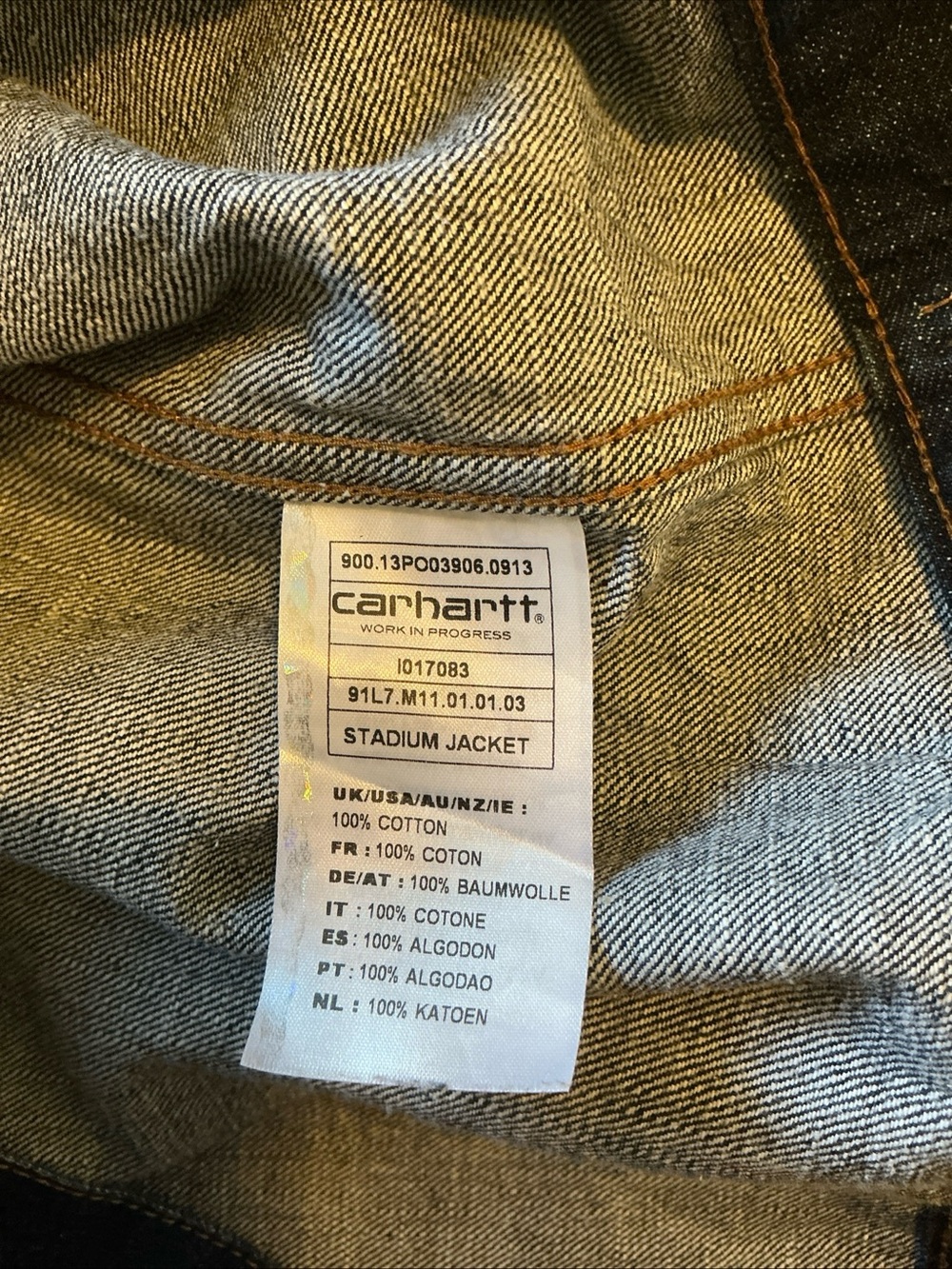 Carhartt WIP Denim Stadium Jacket XL Pleated - Picture 5 of 6